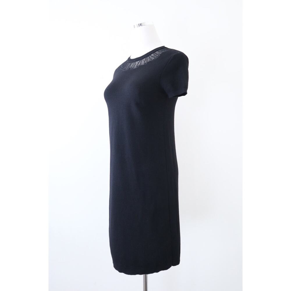 Red Valentino Size XS Lace Yoke Wool Knit Short Sleeve Black Bodycon - Picture 4 of 11